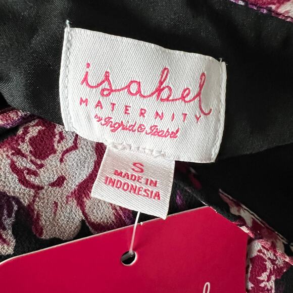 Isabel Maternity Black Floral Chiffon Tiered Woven Dress - Size Small - NWT - Picture 3 of 9